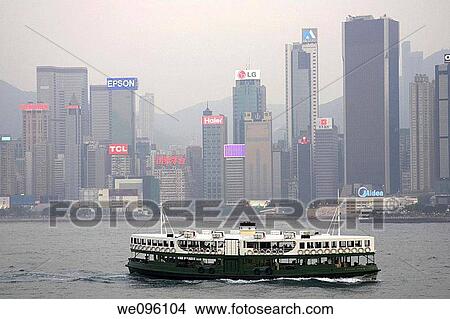 Star Ferry Travelling Between Hong Kong Island and Kowloon, Hong Kong, China View Large Photo Image Picture - Star Ferry Travelling Between Hong Kong Island and Kowloon, Hong Kong, China. Fotosearch