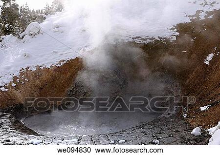 Steaming Mud Volcano at Yellowstone National Park in winter View Large Photo Image Stock Image - Steaming Mud Volcano at Yellowstone National Park in winter. Fotosearch
