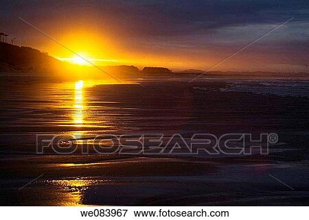 Sunset Beach Loredo, Cantabria. Spain. View Large Photo Image Stock Photo - Sunset Beach Loredo, Cantabria. Spain.. Fotosearch