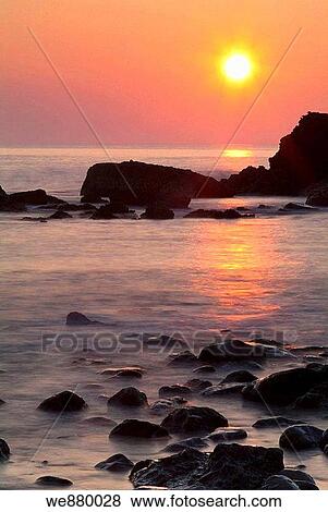 Sunset on the coast of Liencres, Cantabria. Spain. View Large Photo Image Stock Photo - Sunset on the coast of Liencres, Cantabria. Spain.. Fotosearch