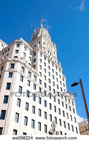 Telefonica building, Gran Via street. Madrid, Spain. View Large Photo Image Picture - Telefonica building, Gran Via street. Madrid, Spain.. Fotosearch