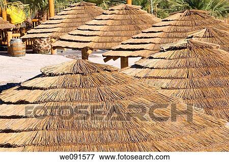 Thatched roof palapa huts along a sandy beach on the Colorado River in the Mojave Desert, Arizona View Large Photo Image Stock Photo - Thatched roof palapa huts along a sandy beach on the Colorado River in the Mojave Desert, Arizona. Fotosearch