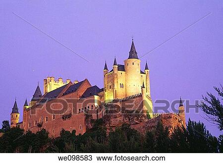 The Alcazar at evening. Segovia, Castilla Le? n, Spain. View Large Photo Image Stock Image - The Alcazar at evening. Segovia, Castilla Le? n, Spain.. Fotosearch