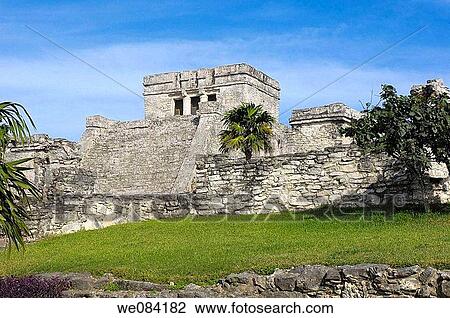 The Castle, Mayan ruins of Tulum. Quintana Roo, Yucatan Peninsula, Mexico View Large Photo Image Stock Image - The Castle, Mayan ruins of Tulum. Quintana Roo, Yucatan Peninsula, Mexico. Fotosearch