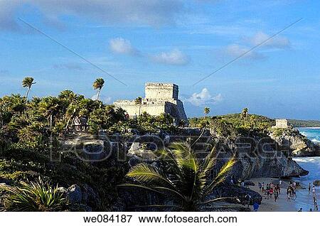 The Castle, Mayan ruins of Tulum. Quintana Roo, Yucatan Peninsula, Mexico View Large Photo Image Stock Photo - The Castle, Mayan ruins of Tulum. Quintana Roo, Yucatan Peninsula, Mexico. Fotosearch
