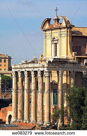The church of San Lorenzo in Miranda, built on the remains of the The Temple of Antoninus and Faustina temple, Roman Forum, Rome, Italy View Large Photo Image Stock Photo - The church of San Lorenzo in Miranda, built on the remains of the The Temple of Antoninus and Faustina temple, Roman Forum, Rome, Italy. Fotosearch