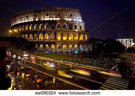 The Colosseum or Roman Coliseum at night. Rome, Italy View Large Photo Image Picture - The Colosseum or Roman Coliseum at night. Rome, Italy. Fotosearch