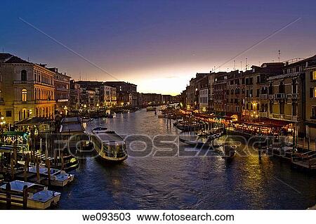 The Grand Canal at night, Venice, Italy View Large Photo Image Stock Image - The Grand Canal at night, Venice, Italy. Fotosearch