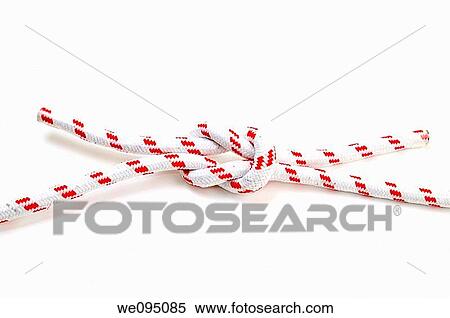 Stock Photography - The Reef Square Knot on white background a Binder Knot It is easy tied and will not jam, so it is always easy to untie. Fotosearch