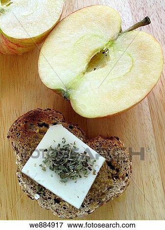 Toast with cheese and apple View Large Photo Image Stock Photo - Toast with cheese and apple. Fotosearch