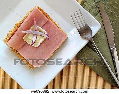 Toasted bread with ham and goat cheese View Large Photo Image Stock Image - Toasted bread with ham and goat cheese. Fotosearch