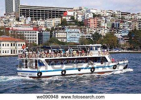 Tour boat on the Bosphorus strait, Istanbul, Turkey, Europe View Large Photo Image Stock Photo - Tour boat on the Bosphorus strait, Istanbul, Turkey, Europe. Fotosearch