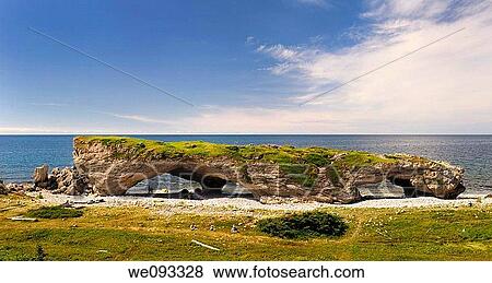 Tourists at the Arches Provincial Park Newfoundland Canada with Gulf of St Lawrence View Large Photo Image Stock Photo - Tourists at the Arches Provincial Park Newfoundland Canada with Gulf of St Lawrence. Fotosearch
