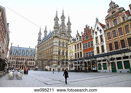 Stock Image - Town Hall, grand place, Leuven, Flemish Brabant, Flanders, Belgium. Fotosearch