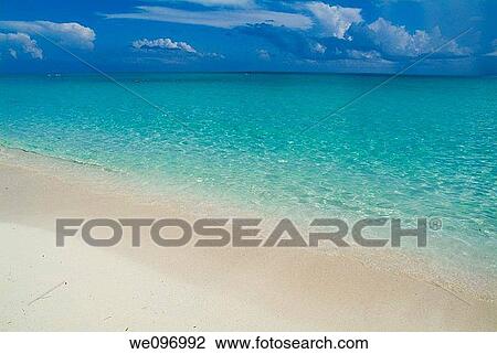 Stock Image - Transparent water and white sand beach at Cayo Santa-Maria, Cuba. Fotosearch