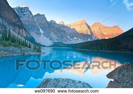 travel destination moraine lake with mountains and reflection in canadian yoho national park View Large Photo Image Stock Image - travel destination moraine lake with mountains and reflection in canadian yoho national park. Fotosearch