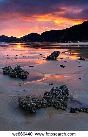 Trengandin beach, Noja, Cantabria, Spain View Large Photo Image Stock Image - Trengandin beach, Noja, Cantabria, Spain. Fotosearch