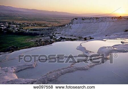 Turkey pamukkale the cotton castle detail of a pool at sunset View Large Photo Image Stock Photo - Turkey pamukkale the cotton castle detail of a pool at sunset. Fotosearch