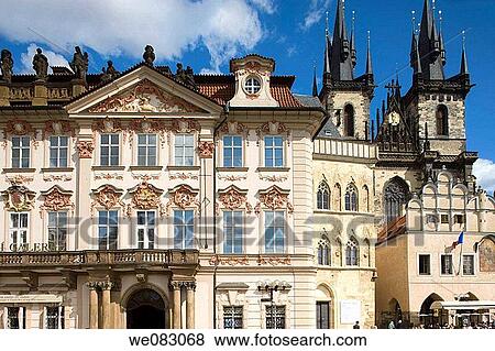 TYN CHURCH OLD TOWN SQUARE STAROMESTSKE NAMESTI PRAGUE CZECH REPUBLIC View Large Photo Image Stock Photo - TYN CHURCH OLD TOWN SQUARE STAROMESTSKE NAMESTI PRAGUE CZECH REPUBLIC. Fotosearch