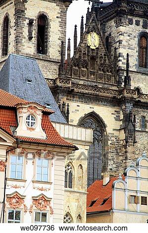 Tyn church, old town square, staromestske namesti Prague, Czech Republic View Large Photo Image Stock Photograph - Tyn church, old town square, staromestske namesti Prague, Czech Republic. Fotosearch