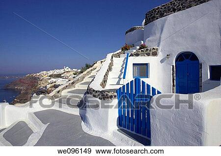Stock Photo - Typical House, Santorini, Greek Islands. Fotosearch