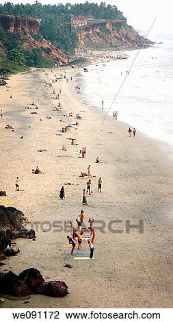 Varkala, Kerala, India IVarkala Beach with people doing a yoga class View Large Photo Image Stock Image - Varkala, Kerala, India IVarkala Beach with people doing a yoga class. Fotosearch