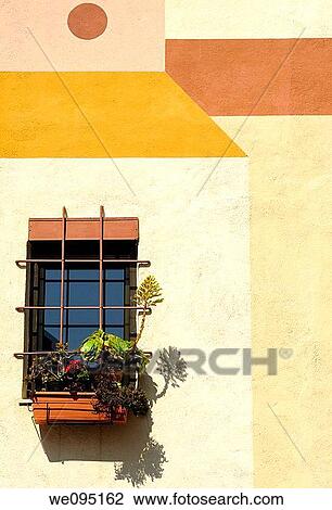 Ventana en fachada pintada View Large Photo Image Stock Image - Ventana en fachada pintada. Fotosearch
