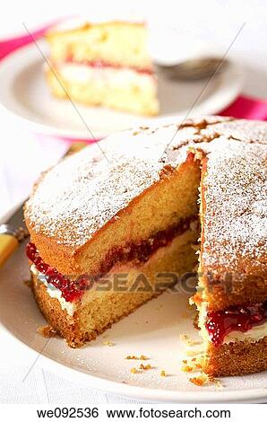 Victoria Sponge Cake View Large Photo Image Stock Photograph - Victoria Sponge Cake. Fotosearch