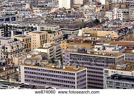Stock Image - View from Eiffel tower, Paris, France August 2006. Fotosearch