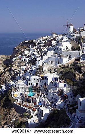 Stock Photo - View of Oia, Santorini, Greek Islands. Fotosearch
