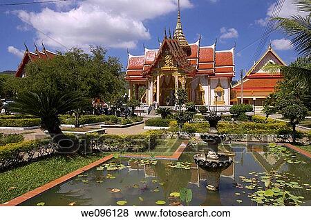Wat Chalong, Phuket, Thailand View Large Photo Image Stock Photo - Wat Chalong, Phuket, Thailand. Fotosearch