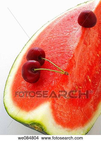 Watermelon and cherries View Large Photo Image Picture - Watermelon and cherries. Fotosearch
