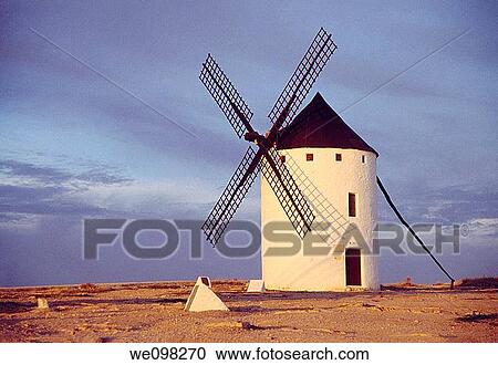 Windmill at dusk. Campo de Criptana, Ciudad Real province, Castilla La Mancha, Spain. View Large Photo Image Stock Image - Windmill at dusk. Campo de Criptana, Ciudad Real province, Castilla La Mancha, Spain.. Fotosearch