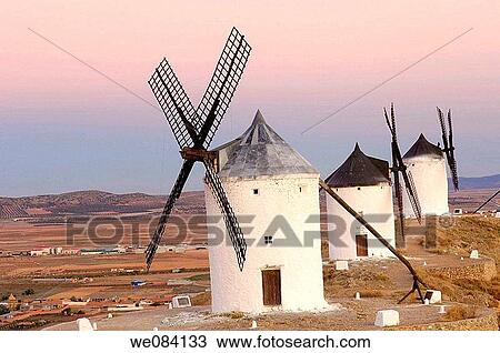 Windmills, Consuegra. Route of Don Quixote, Toledo province, Castilla-La Mancha, Spain View Large Photo Image Stock Image - Windmills, Consuegra. Route of Don Quixote, Toledo province, Castilla-La Mancha, Spain. Fotosearch