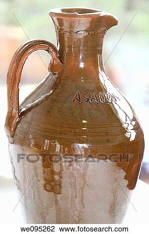 Wine jar at a Spanish restaurante View Large Photo Image Stock Image - Wine jar at a Spanish restaurante. Fotosearch