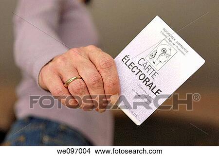 Woman showing her a French voting card, France View Large Photo Image Picture - Woman showing her a French voting card, France. Fotosearch