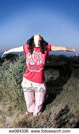 Woman with open arms View Large Photo Image Stock Photograph - Woman with open arms. Fotosearch