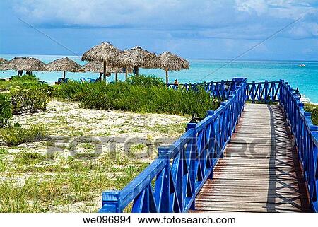 Wooden footbridge going to the beach, Cayo Santa-Maria, Cuba View Large Photo Image Picture - Wooden footbridge going to the beach, Cayo Santa-Maria, Cuba. Fotosearch