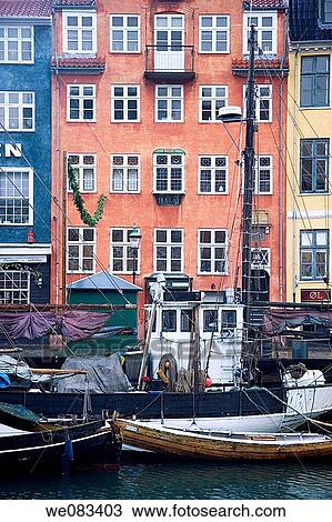 Stock Image - Zone of Nyhavn, Copenhagen, Denmark, Europe. Fotosearch
