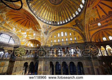 Golden domes frescoes and six winged Saraphim in the Hagia Sophia with wood roundels View Large Photo Image Stock Photograph - Golden domes frescoes and six winged Saraphim in the Hagia Sophia with wood roundels. Fotosearch