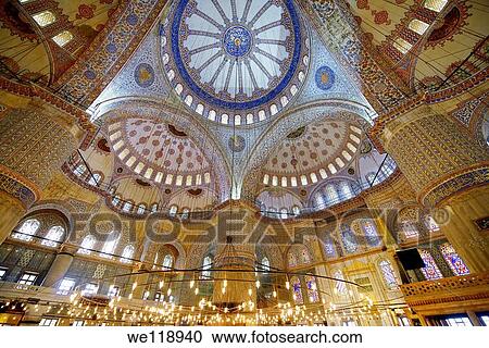 Interior Blue Iznik Tiles Of The Sultan Ahmed Mosque