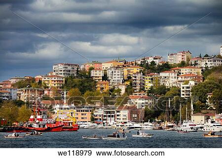 Istinye Harbour with coastal safety ships and pleasure boats on the Bosphorus Strait Istanbul Turkey View Large Photo Image Stock Photo - Istinye Harbour with coastal safety ships and pleasure boats on the Bosphorus Strait Istanbul Turkey. Fotosearch