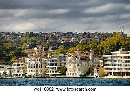 Stock Image - Mansion apartments in Istiney Turkey on the Bosphorus Strait. Fotosearch