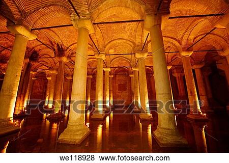 Marble columns and cathedral roof of the underground Basilica Cistern of Istanbul Turkey View Large Photo Image Stock Photo - Marble columns and cathedral roof of the underground Basilica Cistern of Istanbul Turkey. Fotosearch