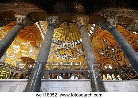 Marble pillars on upper level of the Hagia Sophia Istanbul with domes and calligraphy Roundels View Large Photo Image Stock Image - Marble pillars on upper level of the Hagia Sophia Istanbul with domes and calligraphy Roundels. Fotosearch