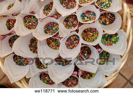 Multi colored wedding rice in pouches View Large Photo Image Stock Image - Multi colored wedding rice in pouches. Fotosearch