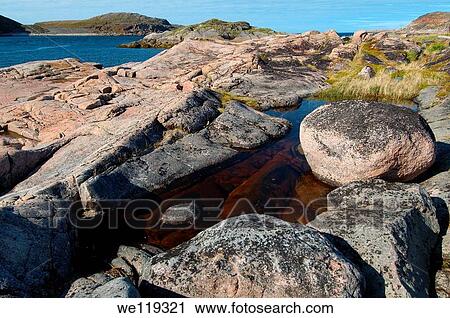 Stock Image - Coastal landscape, Barents Sea, Russia, Arctic. Fotosearch