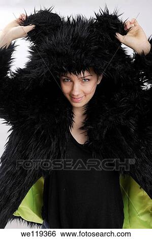 Girl with fur coat View Large Photo Image Stock Photograph - Girl with fur coat. Fotosearch