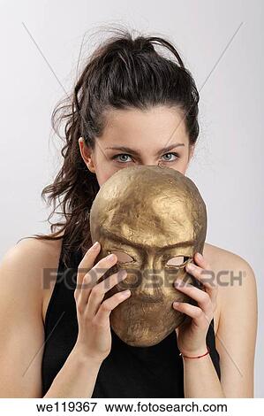 Girl with mask View Large Photo Image Stock Photo - Girl with mask. Fotosearch