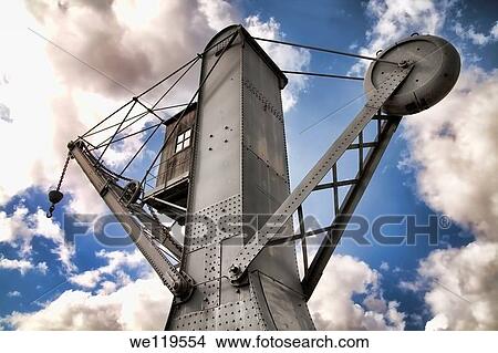 Historic iron crane in the harbor of Genoa, Italy View Large Photo Image Picture - Historic iron crane in the harbor of Genoa, Italy. Fotosearch